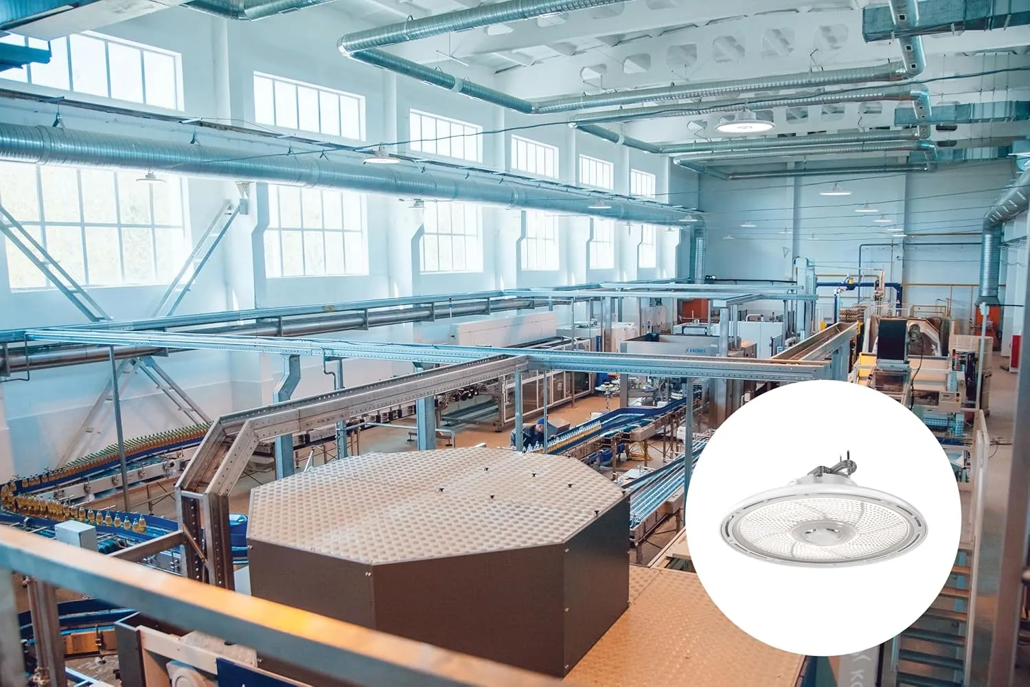 Lithonia Lighting REBL Round High Bay LED Light, 24,000/27,000/30,000 Adjustable Lumen Output, 3500K/4000K/5000K Switchable White Color Temperature, Work Light, UVOLT 120-347V, 14.6" x 7.7", Bronze