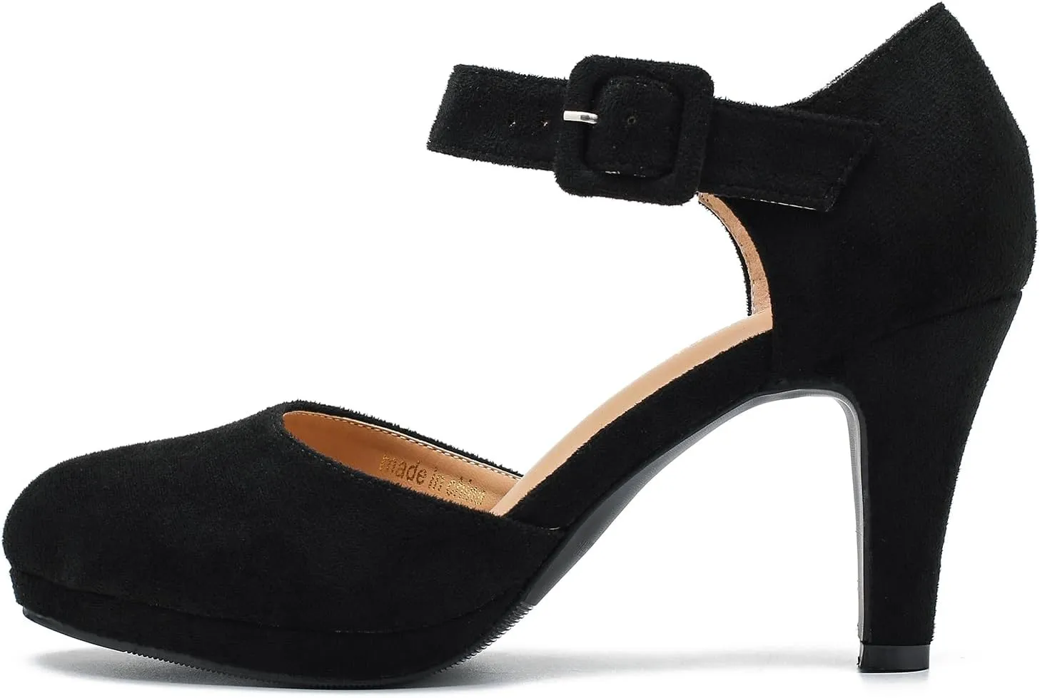 LIURUIJIA Womens Closed Toe High Heels Pumps D'Orsay Ankle Strap Comfortable Platform Heels Shoes Casual Dressy