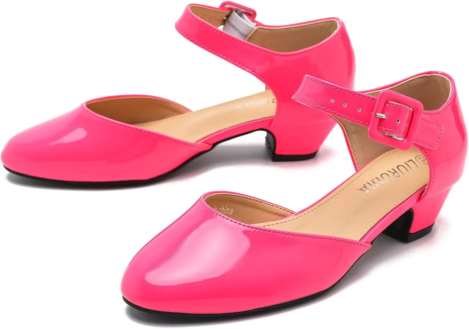 LIURUIJIA Women's Closed Toe Low Heel Dress Shoes Ankle Strap D'Orsay Work Office Comfortable Pumps