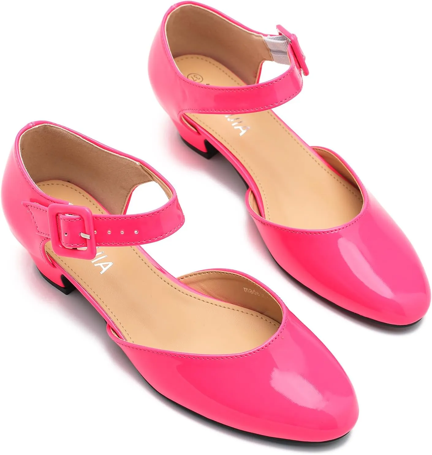 LIURUIJIA Women's Closed Toe Low Heel Dress Shoes Ankle Strap D'Orsay Work Office Comfortable Pumps