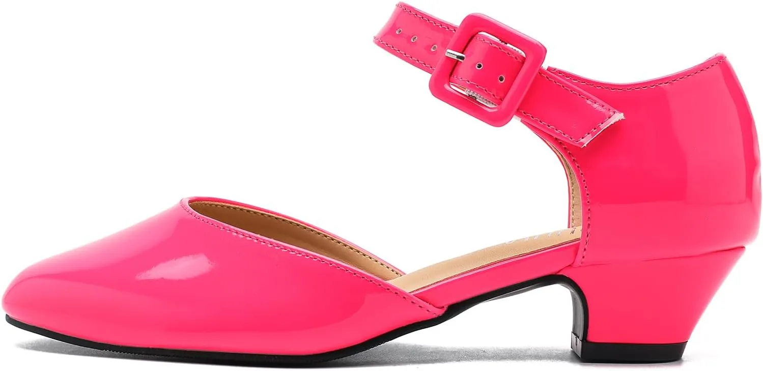 LIURUIJIA Women's Closed Toe Low Heel Dress Shoes Ankle Strap D'Orsay Work Office Comfortable Pumps
