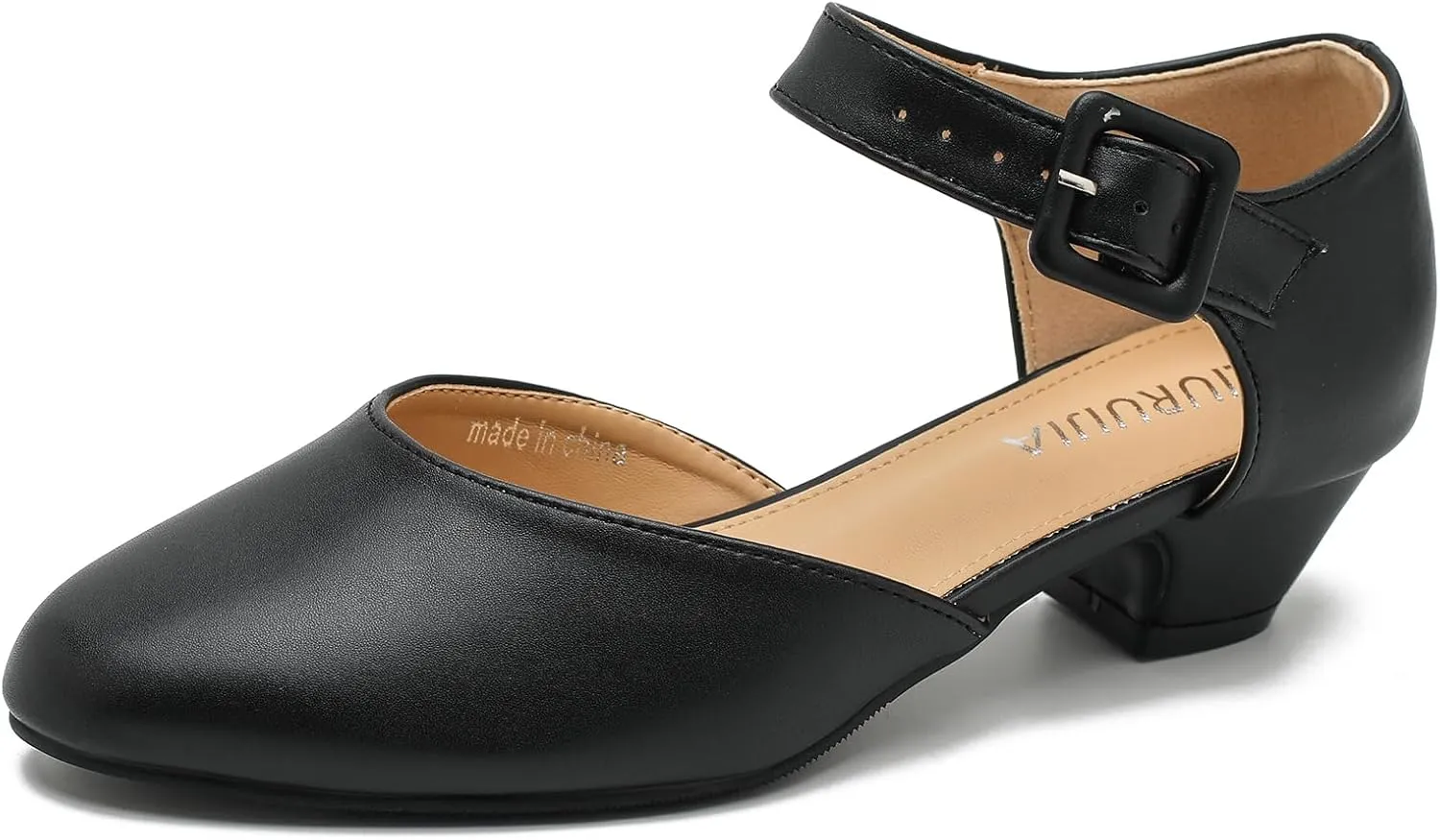 LIURUIJIA Women's Closed Toe Low Heel Dress Shoes Ankle Strap D'Orsay Work Office Comfortable Pumps