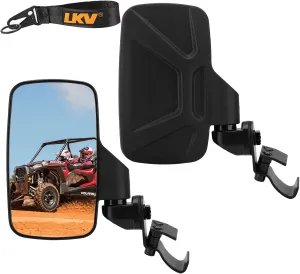 LKV UTV Side Mirrors with 1.75"-2" Inch Roll Bar Cage, Side Clear Rear View Mirror 360 Degree Adjustable Compatible with Polaris RZR800 900 1000 Kawasaki Mule Honda Pioneer SXS Yamaha YXZ Wolverine