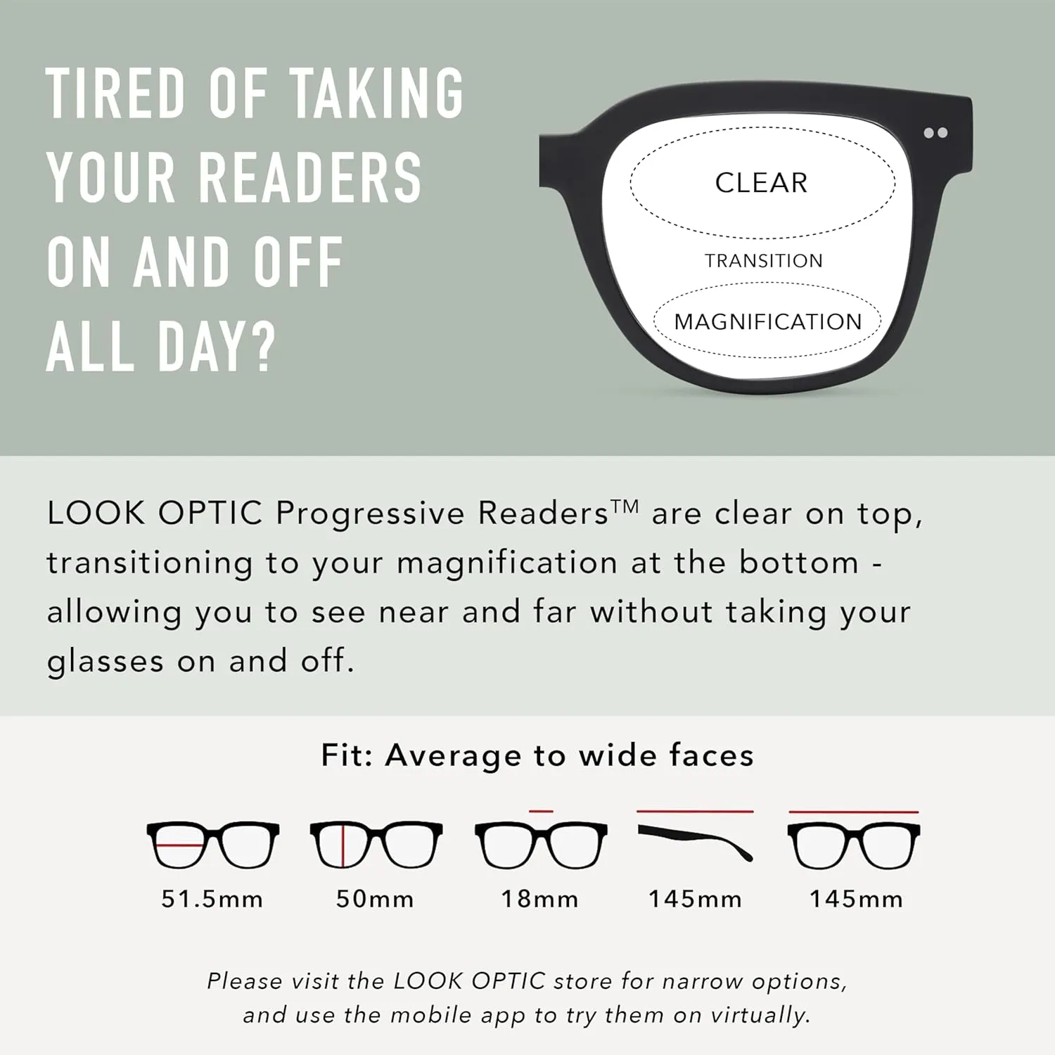 LOOK OPTIC Laurel Progressive Reader - Stylish Unisex Reading Glasses, Prescription-Quality