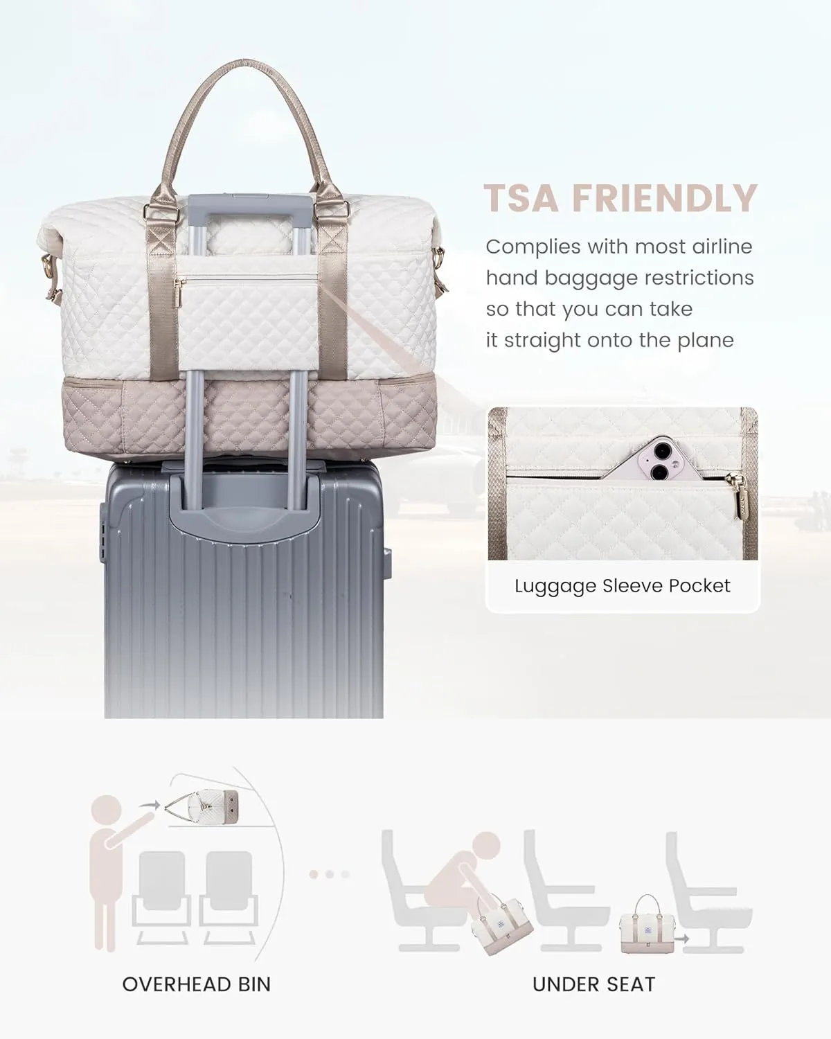 LOVEVOOK Travel Weekender Bag for Women, Carry on Overnight Bag with Shoe Compartment, Travel Duffle Bag Women, Yoga Gym Duffel Bag with Wet Pocket, Hospital Bags for Labor and Delivery, 3 Pcs Set