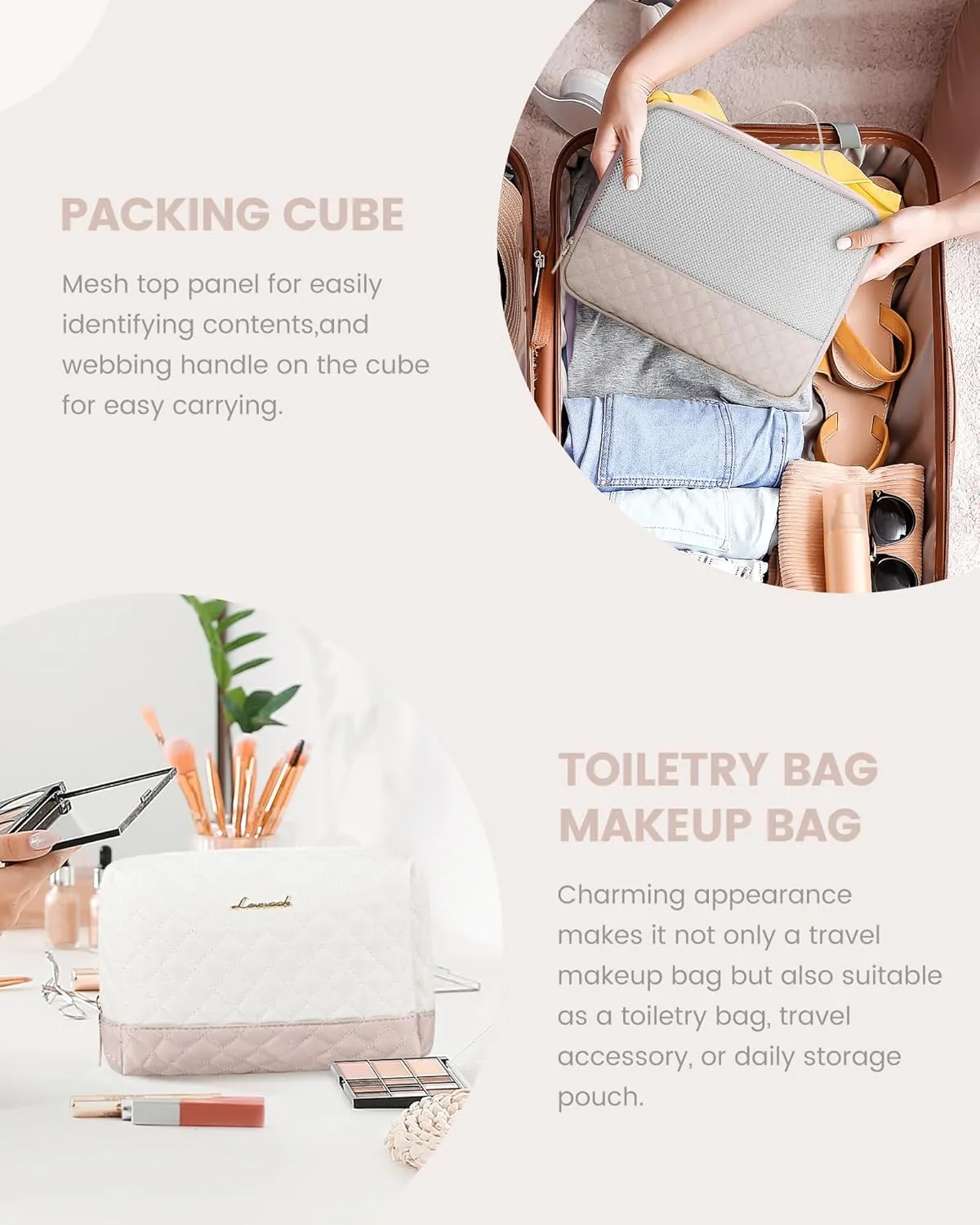 LOVEVOOK Travel Weekender Bag for Women, Carry on Overnight Bag with Shoe Compartment, Travel Duffle Bag Women, Yoga Gym Duffel Bag with Wet Pocket, Hospital Bags for Labor and Delivery, 3 Pcs Set