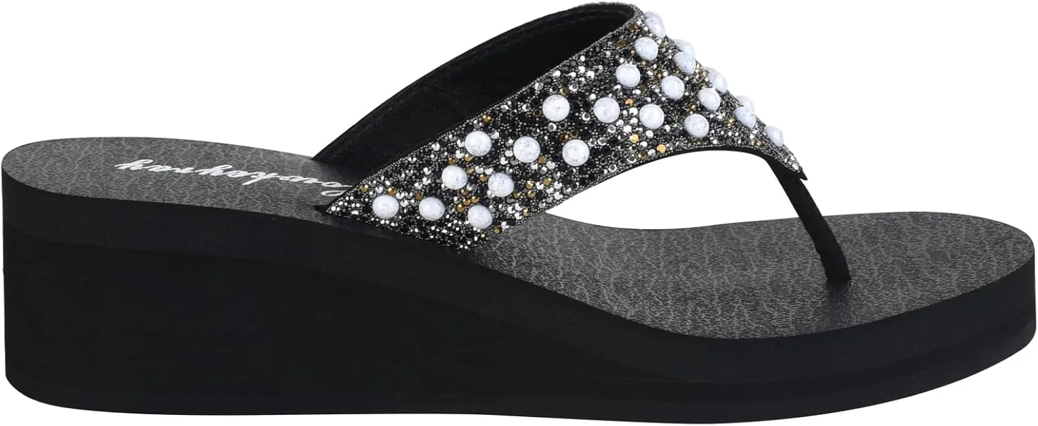 Lowkeyray Women's Rhinestone Flip-Flop Sandals