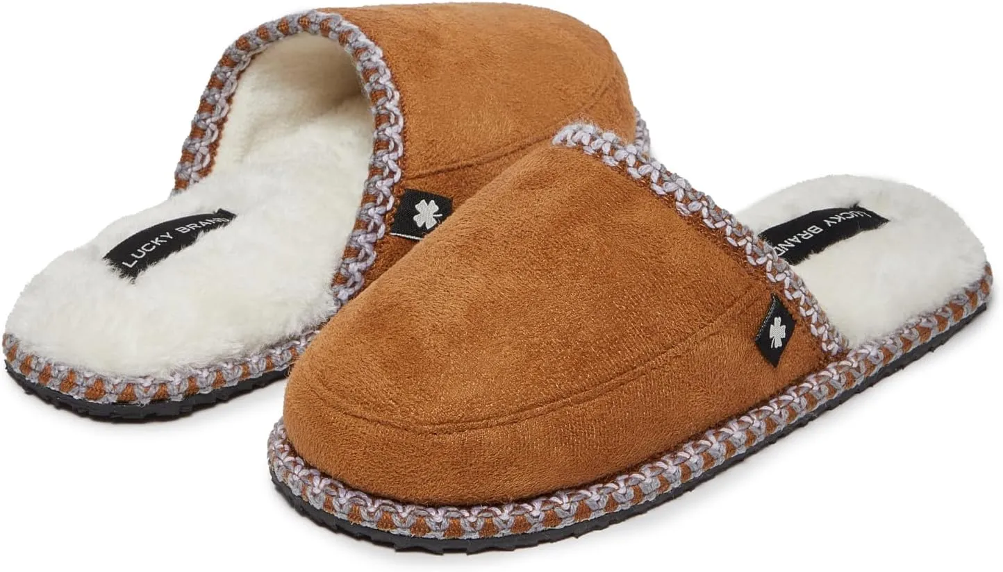 Lucky Brand Micro-Suede Memory Foam Boys Slippers - Closed Toe Plush Lined House Shoes/Kids Slippers
