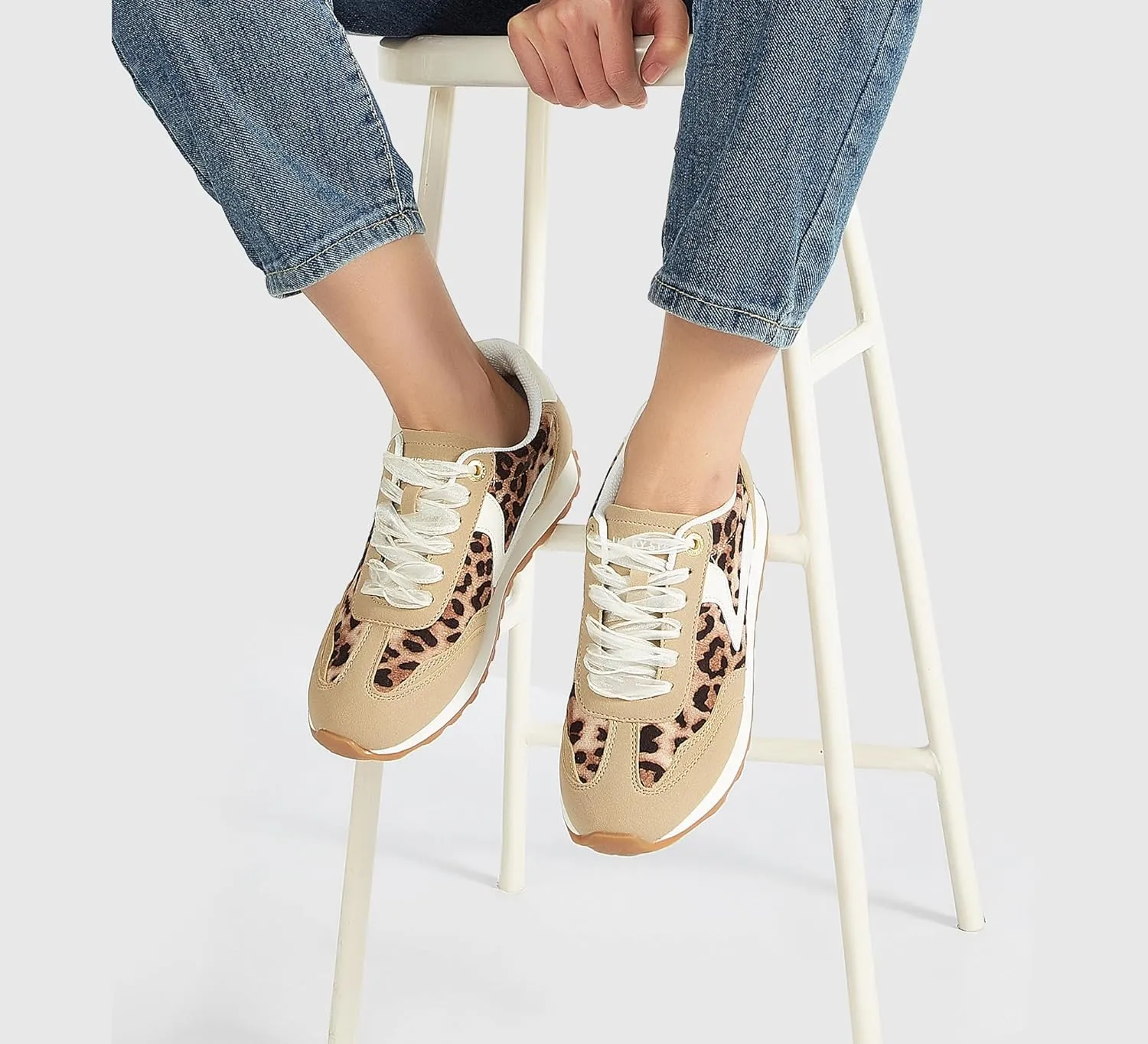 LUCKY STEP Women's Fashion Sneakers Trendy Tennis Shoes Neutral Stylish Retro Trainers Casual Running Walking Shoes