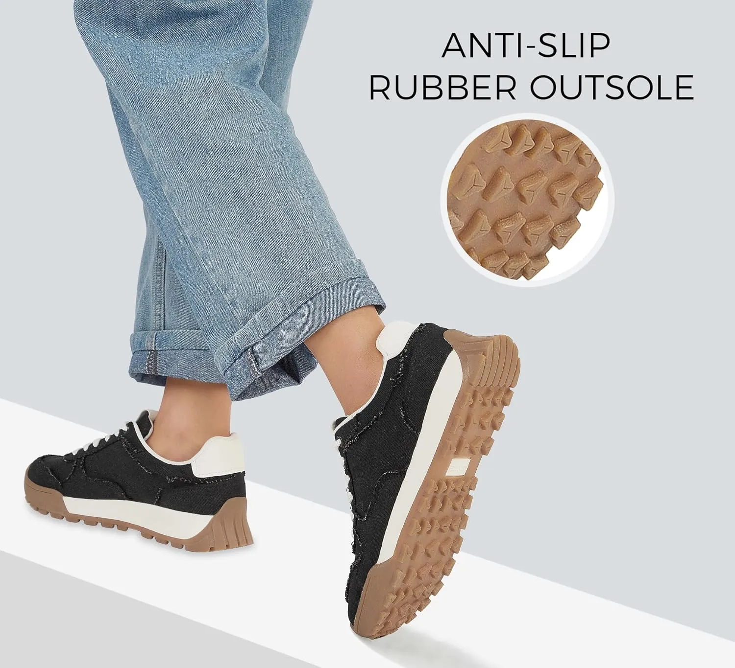 LUCKY STEP Women's Platform Canvas Sneaker Casual Lace-up Stylish Tennis Running Retro Classic Trainers Walking Fashion Sneakers