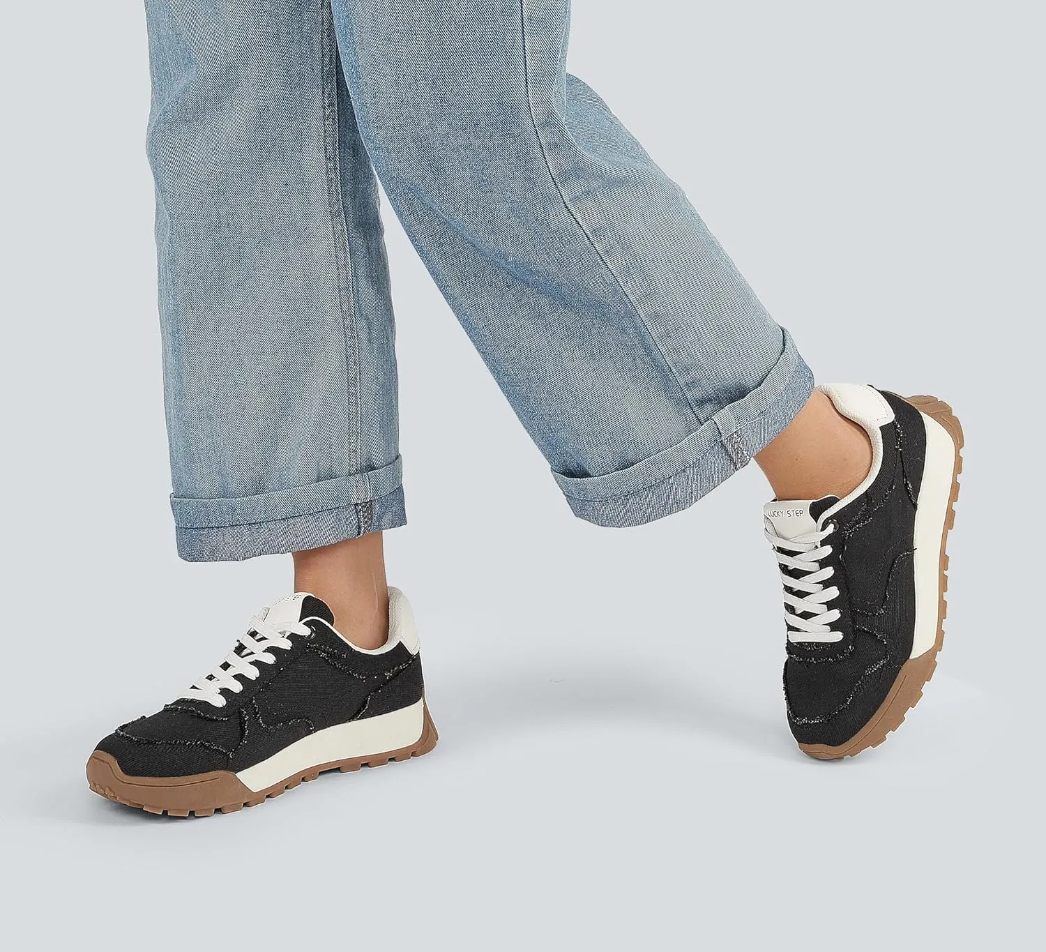 LUCKY STEP Women's Platform Canvas Sneaker Casual Lace-up Stylish Tennis Running Retro Classic Trainers Walking Fashion Sneakers