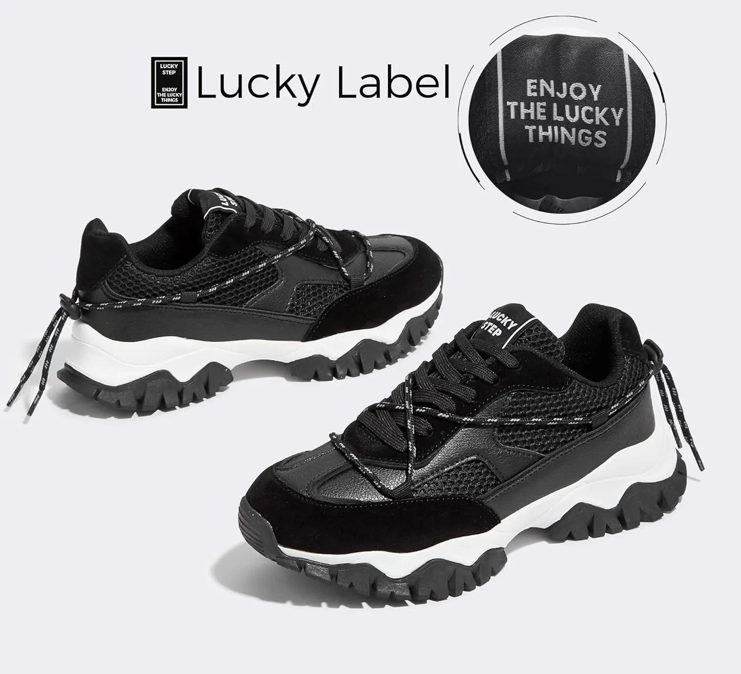 LUCKY STEP Women's Platform Colorful Fashion Sneakers Tennis Retro Colorblock Adjustable Lace Lifestyle Stylish Cute Chunky Dad Casual Walking Shoes