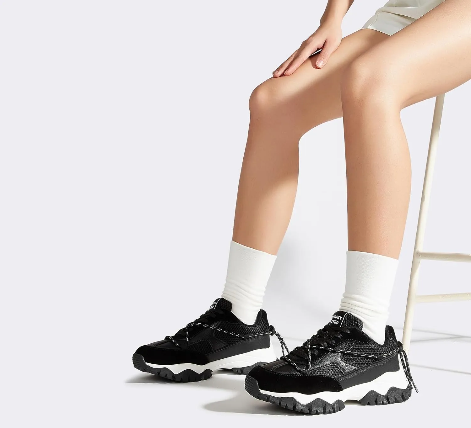 LUCKY STEP Women's Platform Colorful Fashion Sneakers Tennis Retro Colorblock Adjustable Lace Lifestyle Stylish Cute Chunky Dad Casual Walking Shoes