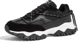 LUCKY STEP Women's Platform Colorful Fashion Sneakers Tennis Retro Colorblock Adjustable Lace Lifestyle Stylish Cute Chunky Dad Casual Walking Shoes