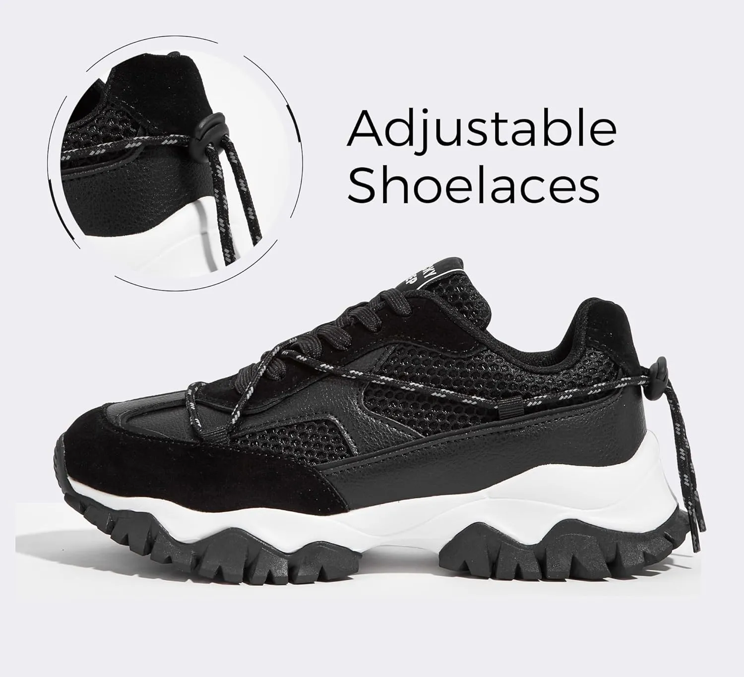 LUCKY STEP Women's Platform Colorful Fashion Sneakers Tennis Retro Colorblock Adjustable Lace Lifestyle Stylish Cute Chunky Dad Casual Walking Shoes