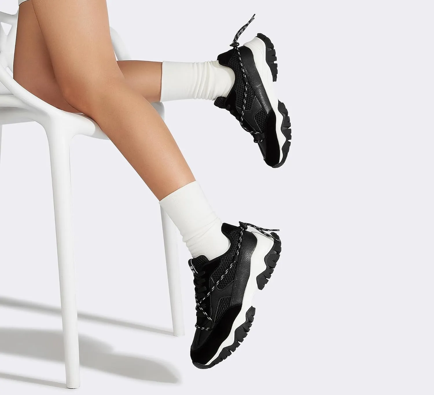 LUCKY STEP Women's Platform Colorful Fashion Sneakers Tennis Retro Colorblock Adjustable Lace Lifestyle Stylish Cute Chunky Dad Casual Walking Shoes