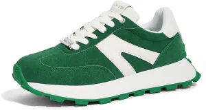 LUCKY STEP Women's Platform Fashion Sneakers Retro Classic Trainers Casual Lace-up Stylish Tennis Running Walking Shoes