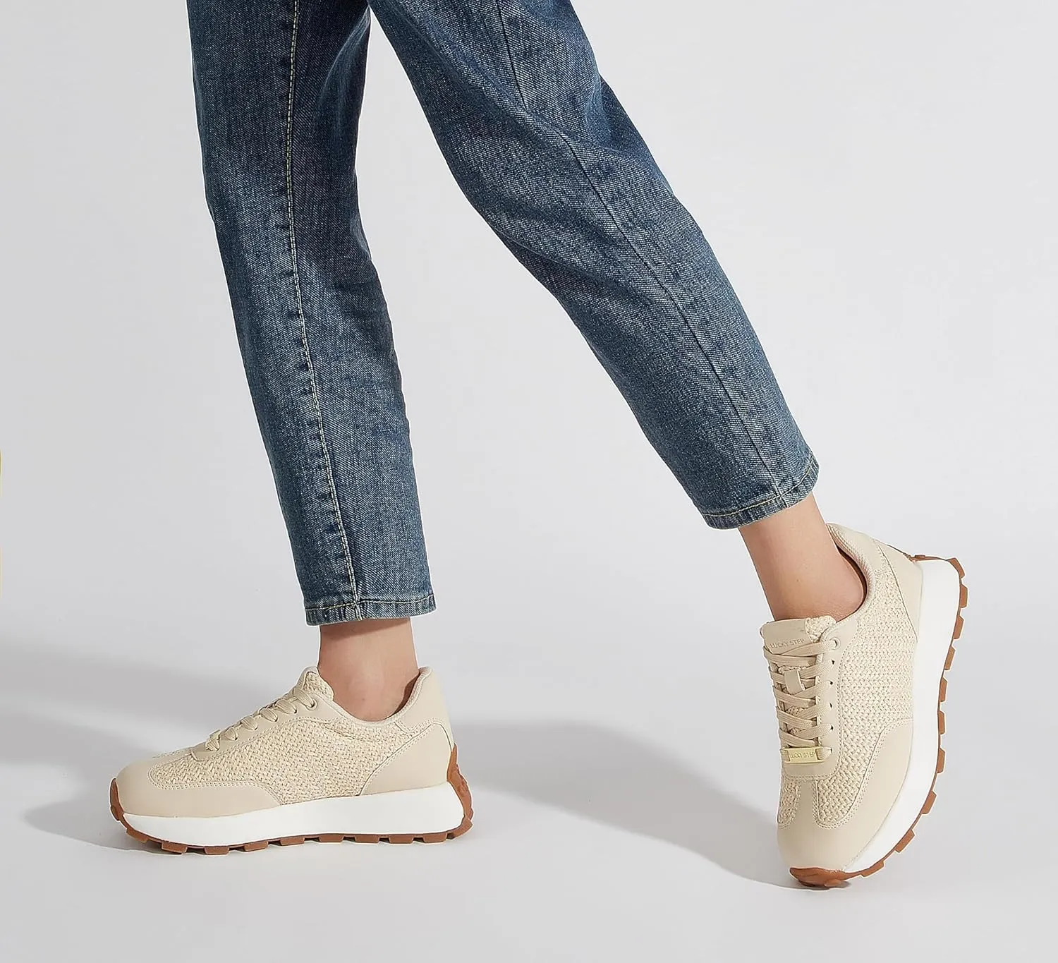 LUCKY STEP Women's Platform Fashion Sneakers Retro Classic Trainers Casual Lace-up Stylish Tennis Running Walking Shoes