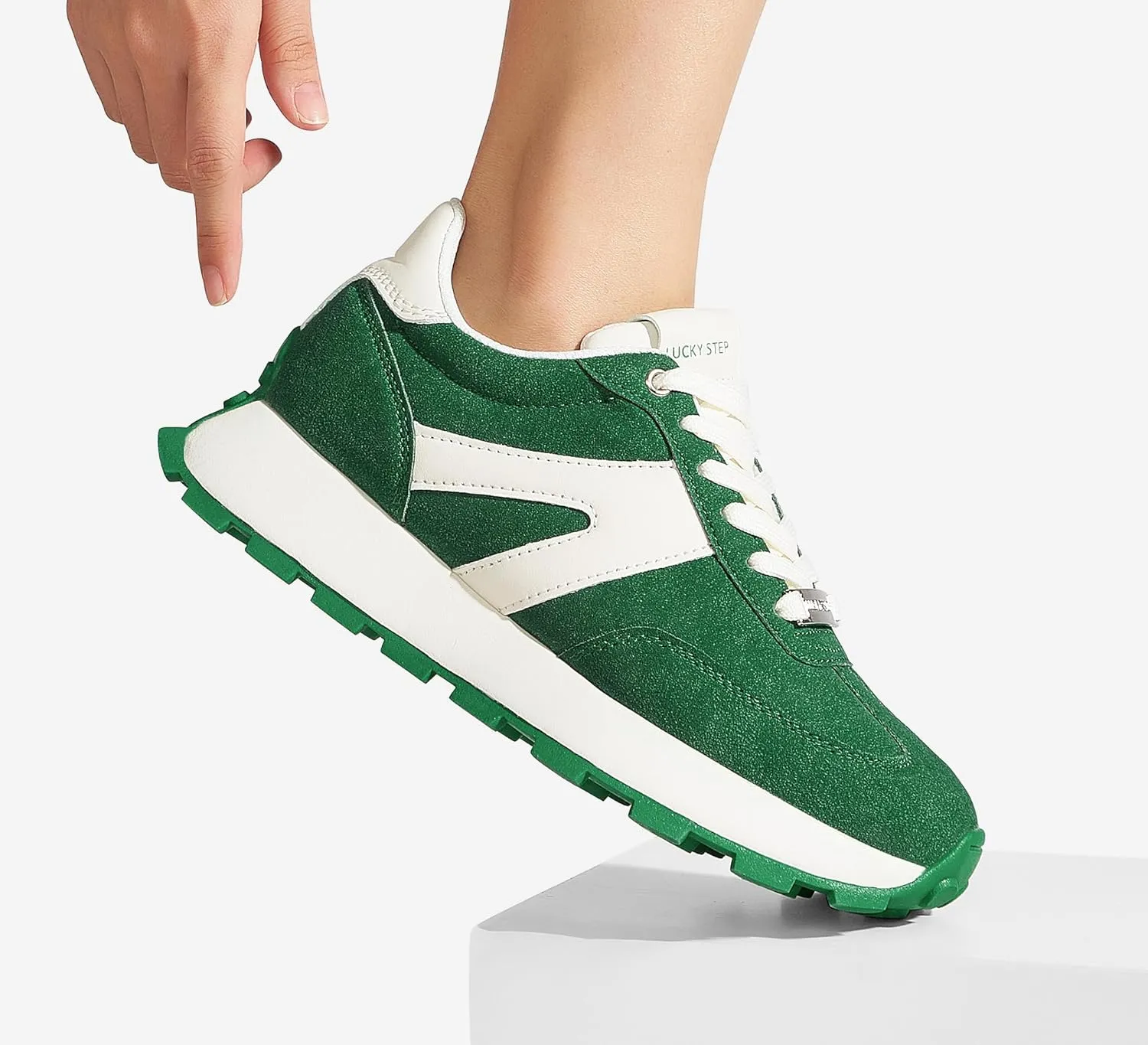 LUCKY STEP Women's Platform Fashion Sneakers Retro Classic Trainers Casual Lace-up Stylish Tennis Running Walking Shoes