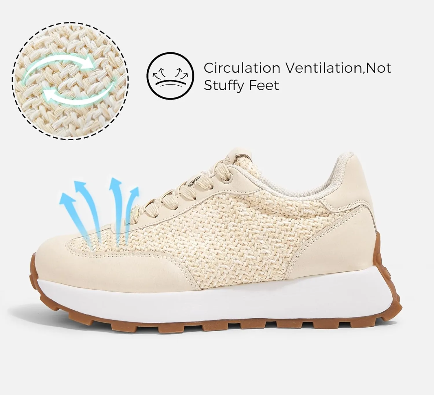LUCKY STEP Women's Platform Fashion Sneakers Retro Classic Trainers Casual Lace-up Stylish Tennis Running Walking Shoes