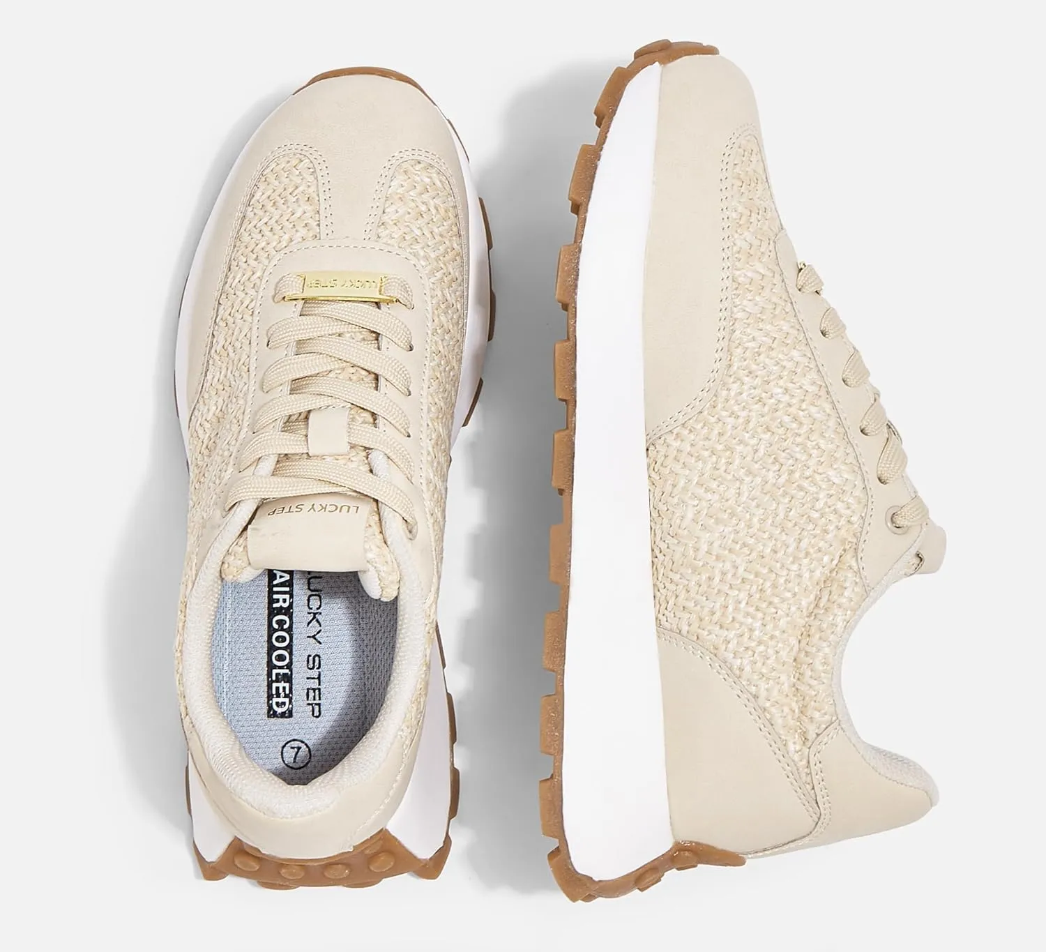 LUCKY STEP Women's Platform Fashion Sneakers Retro Classic Trainers Casual Lace-up Stylish Tennis Running Walking Shoes