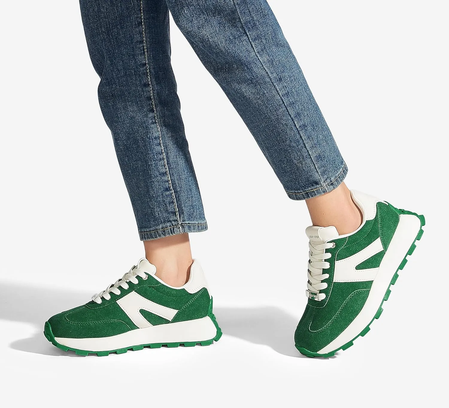 LUCKY STEP Women's Platform Fashion Sneakers Retro Classic Trainers Casual Lace-up Stylish Tennis Running Walking Shoes
