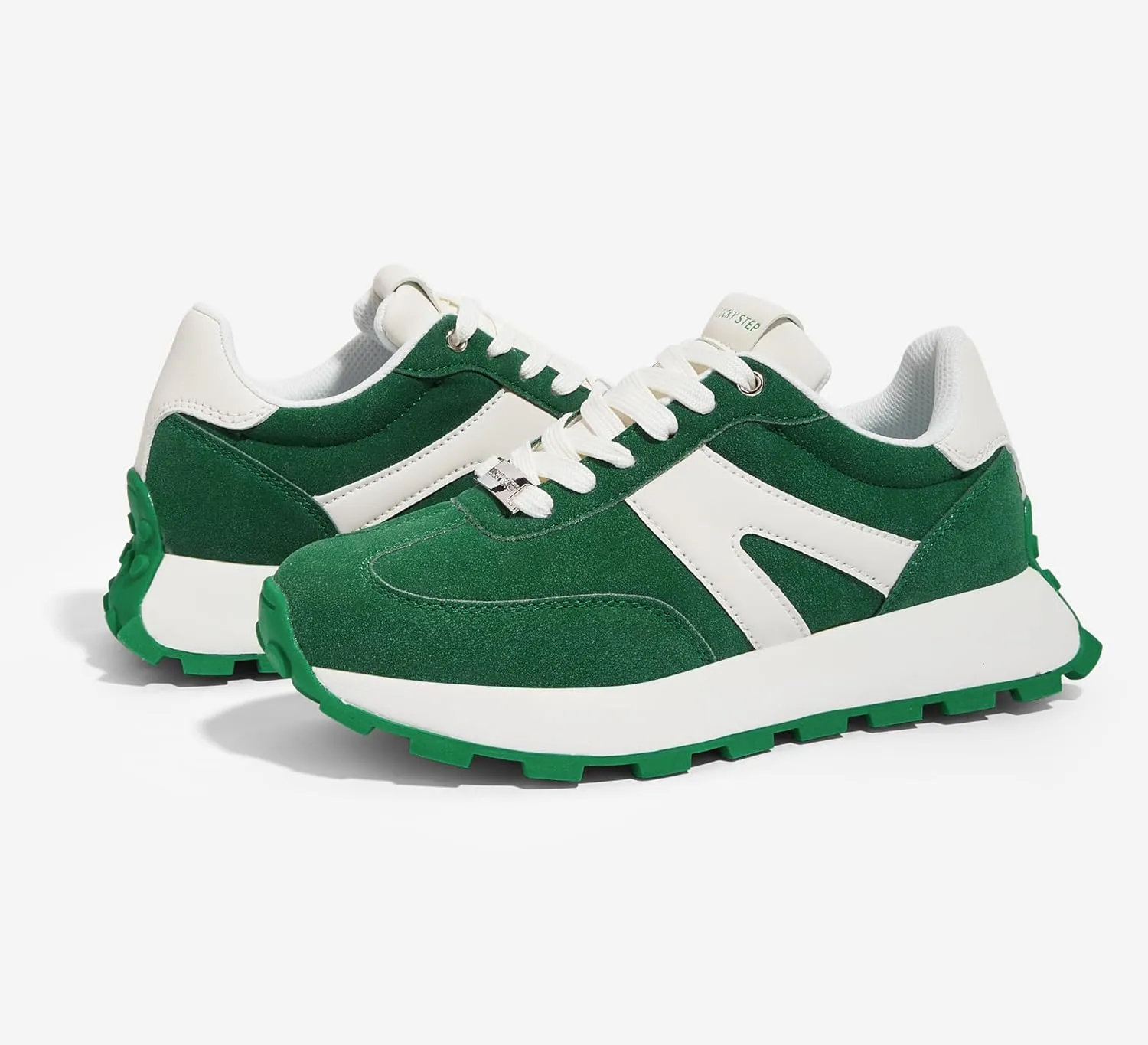 LUCKY STEP Women's Platform Fashion Sneakers Retro Classic Trainers Casual Lace-up Stylish Tennis Running Walking Shoes