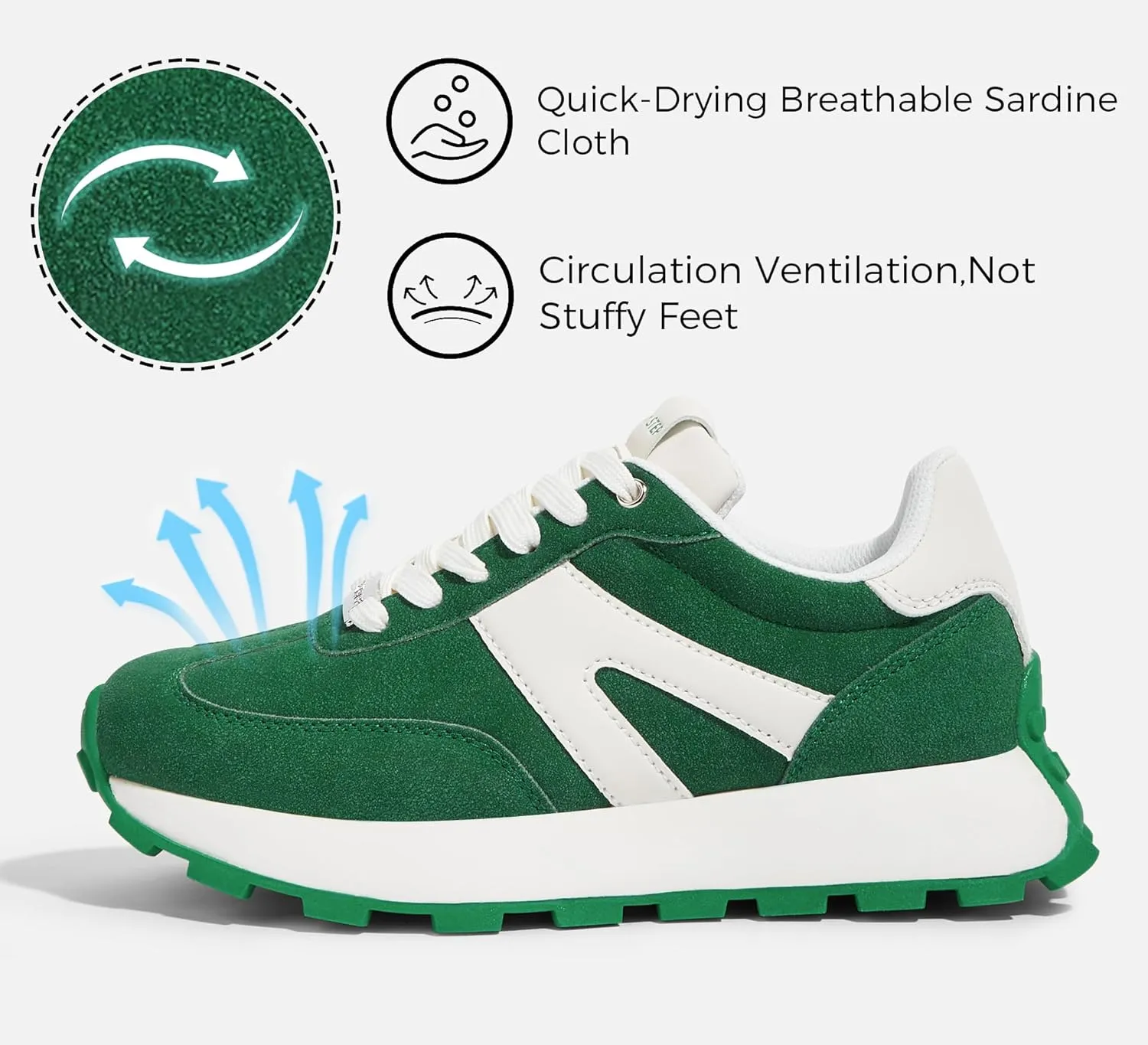 LUCKY STEP Women's Platform Fashion Sneakers Retro Classic Trainers Casual Lace-up Stylish Tennis Running Walking Shoes