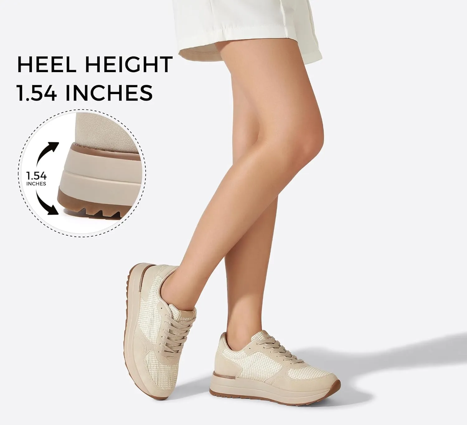 LUCKY STEP Women's Platform Fashion Sneakers Retro Neutral Classic Trainers Colorblock Casual Lace-up Stylish Tennis Chunky Walking Shoes