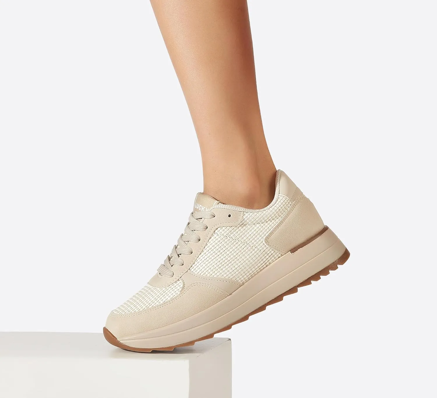 LUCKY STEP Women's Platform Fashion Sneakers Retro Neutral Classic Trainers Colorblock Casual Lace-up Stylish Tennis Chunky Walking Shoes