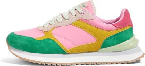 LUCKY STEP Women's Platform Fashion Sneakers Suede Colorful Colorblock Stylish Retro Casual Neutral Tennis Running Footwear Walking Shoes