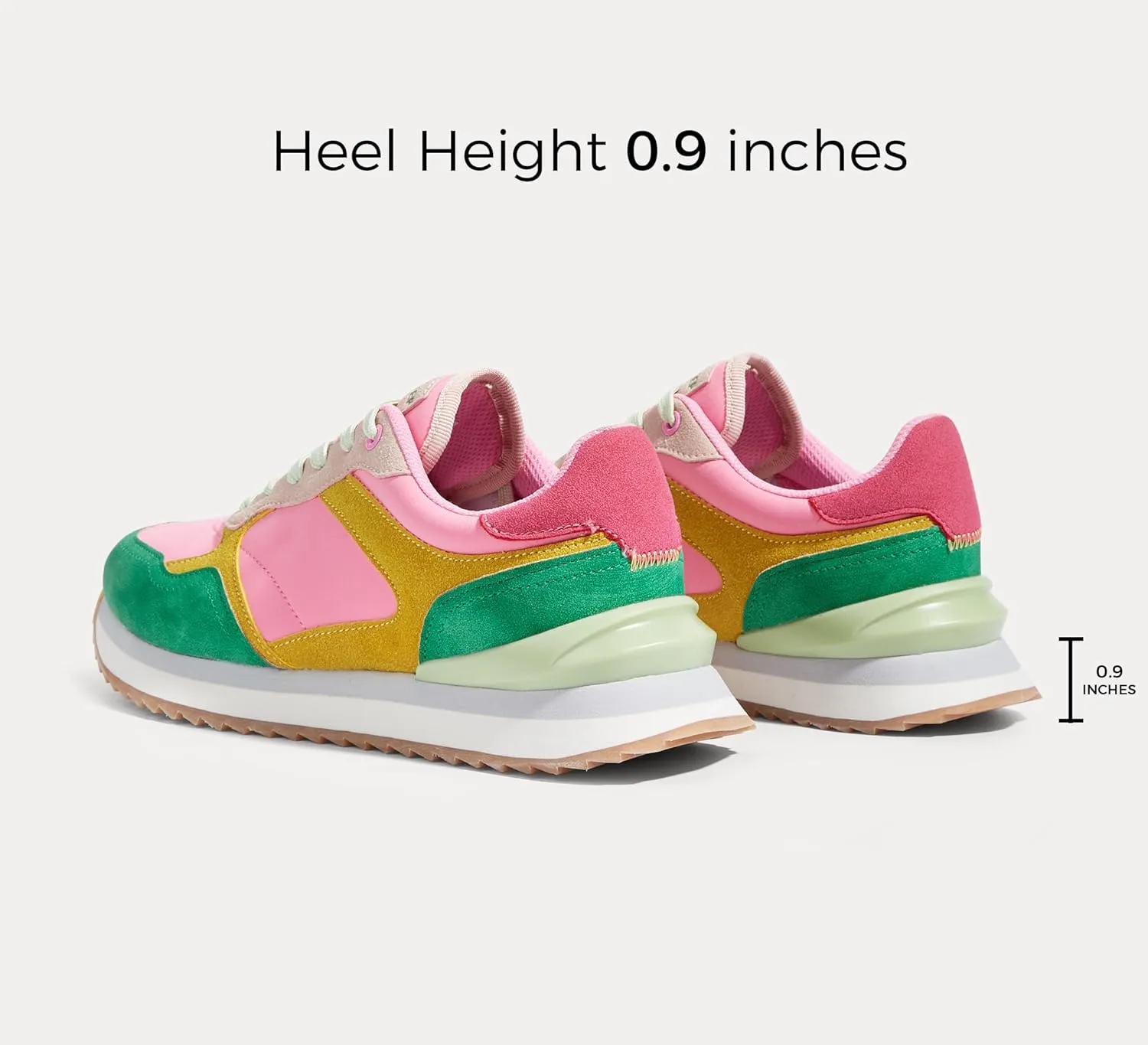 LUCKY STEP Women's Platform Fashion Sneakers Suede Colorful Colorblock Stylish Retro Casual Neutral Tennis Running Footwear Walking Shoes