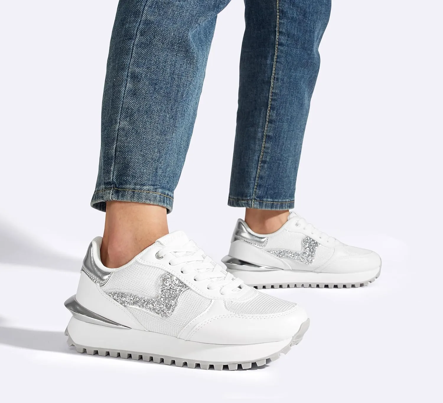 LUCKY STEP Women's Platform Fashion Sneakers Tennis Retro Walking Casual Trainers Stylish Durable Deluxe Skate Running Shoes