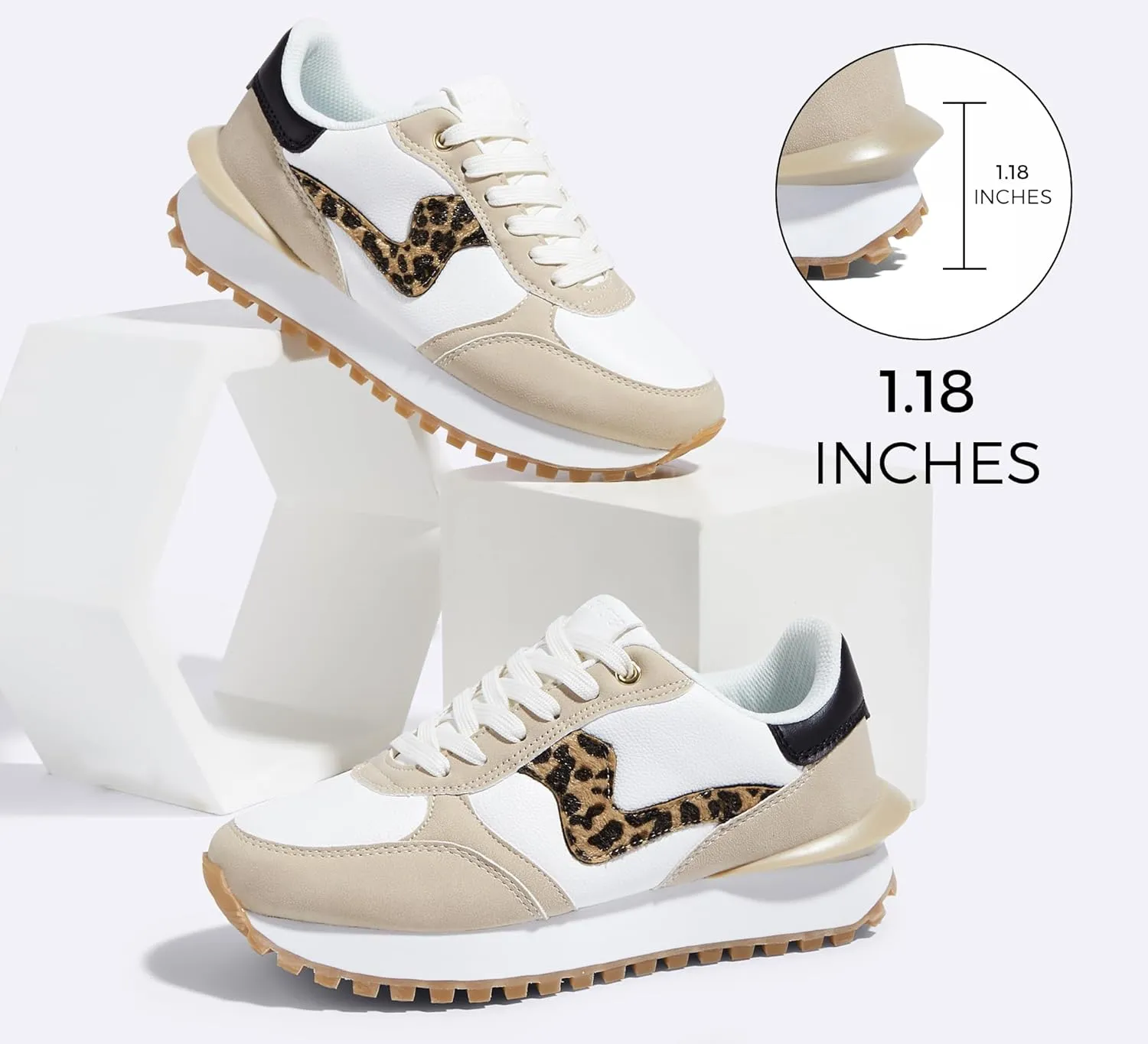 LUCKY STEP Women's Platform Fashion Sneakers Tennis Retro Walking Casual Trainers Stylish Durable Deluxe Skate Running Shoes