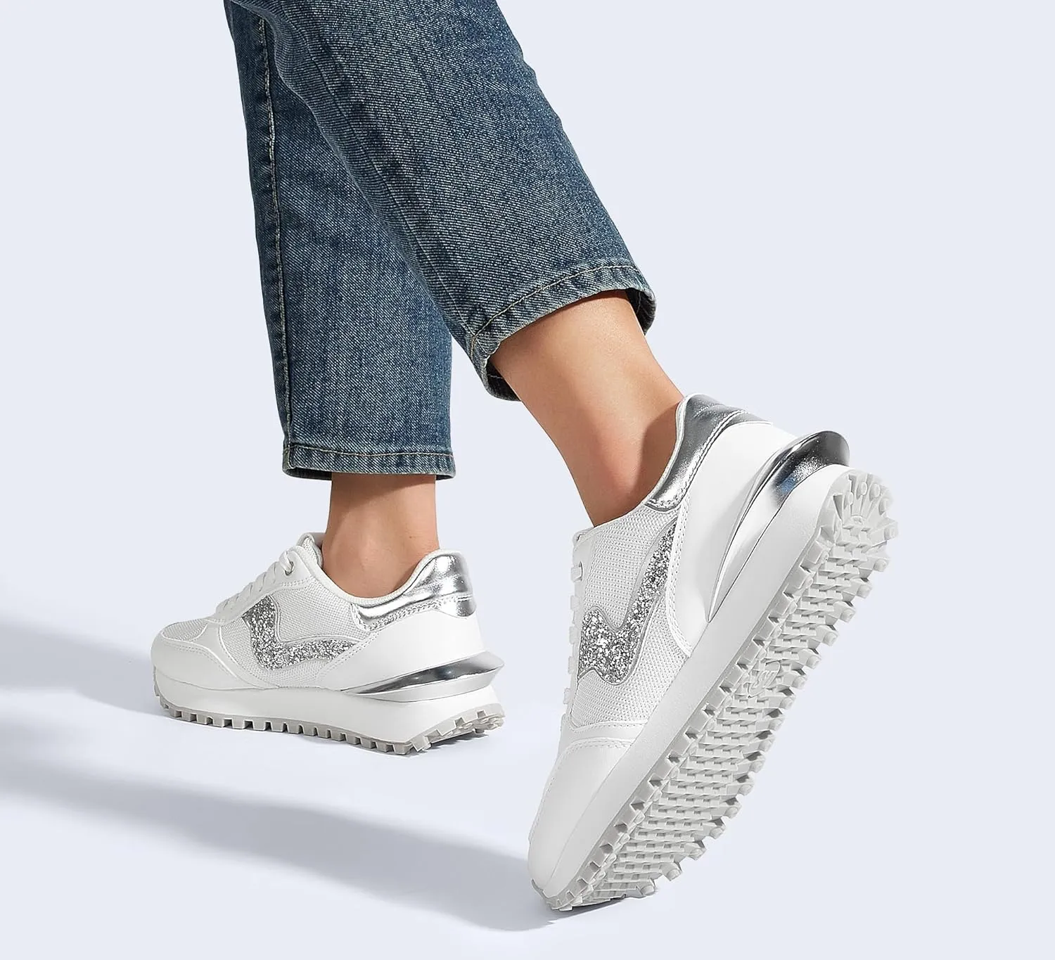 LUCKY STEP Women's Platform Fashion Sneakers Tennis Retro Walking Casual Trainers Stylish Durable Deluxe Skate Running Shoes