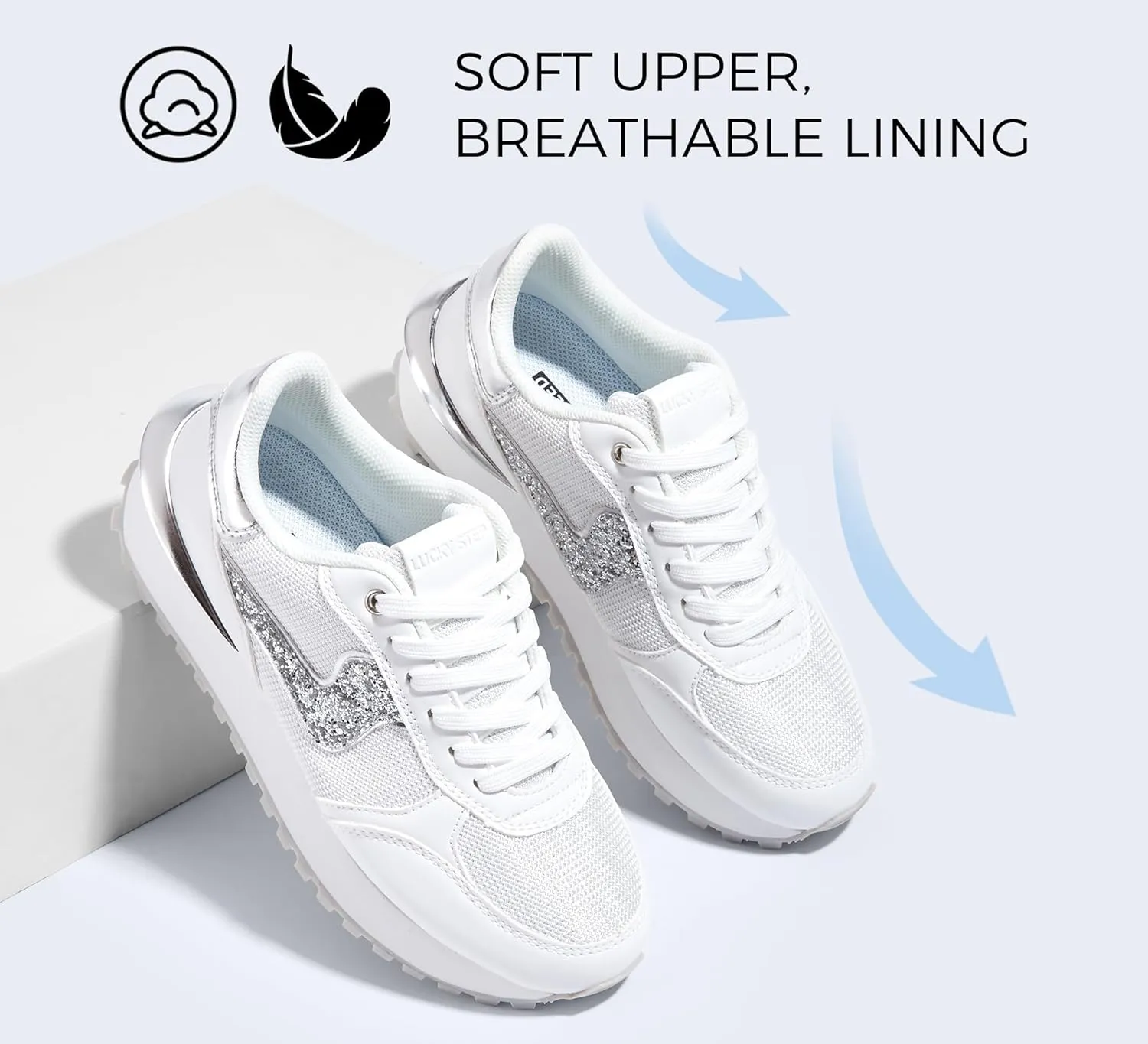 LUCKY STEP Women's Platform Fashion Sneakers Tennis Retro Walking Casual Trainers Stylish Durable Deluxe Skate Running Shoes