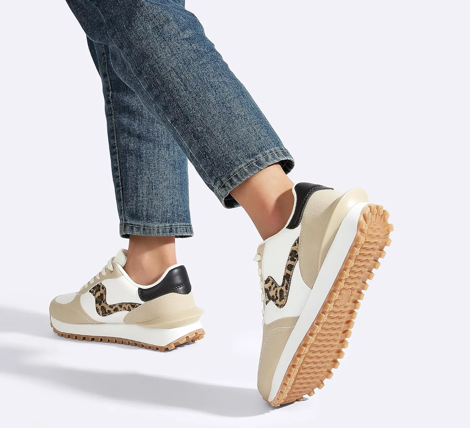 LUCKY STEP Women's Platform Fashion Sneakers Tennis Retro Walking Casual Trainers Stylish Durable Deluxe Skate Running Shoes