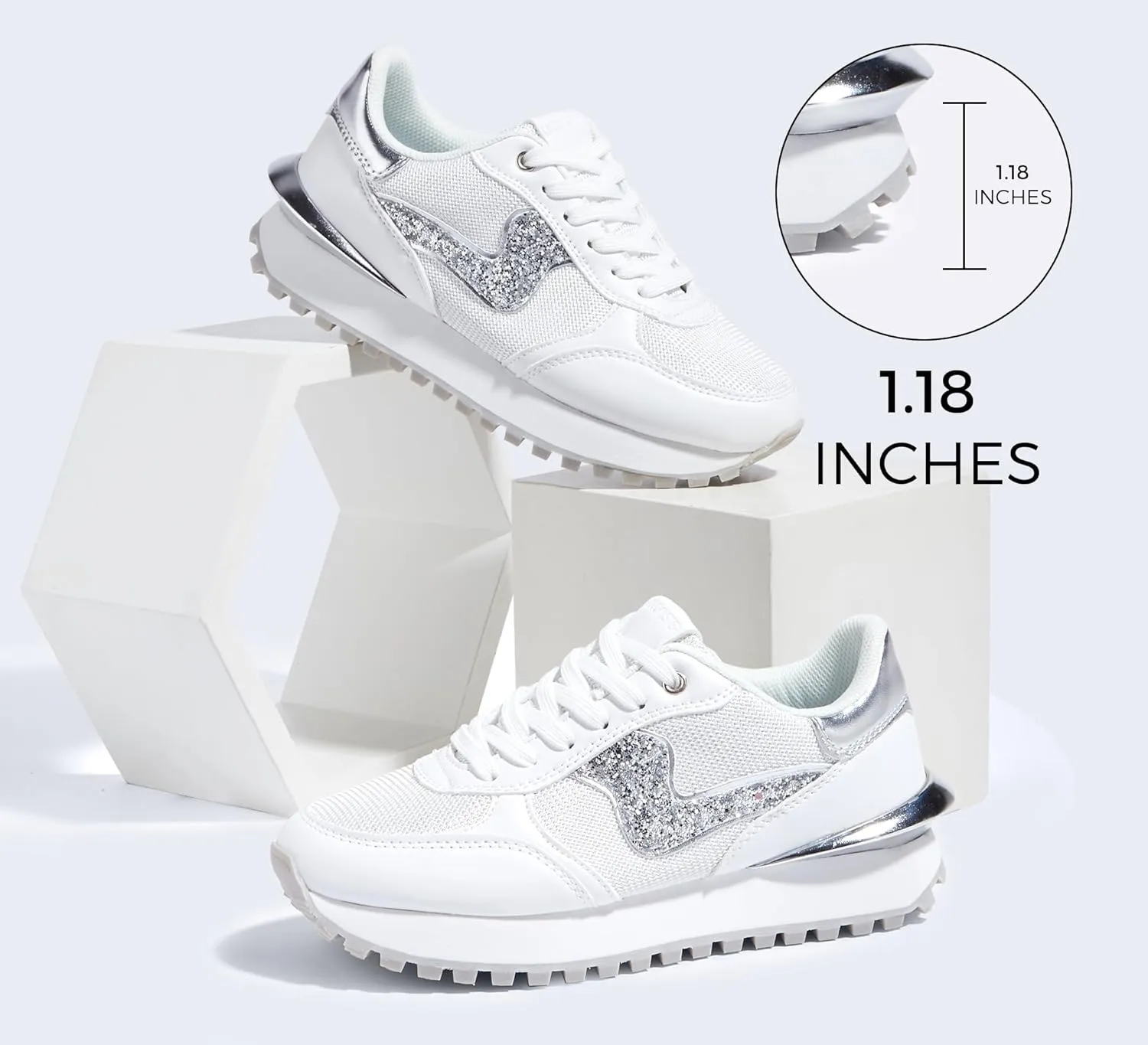 LUCKY STEP Women's Platform Fashion Sneakers Tennis Retro Walking Casual Trainers Stylish Durable Deluxe Skate Running Shoes