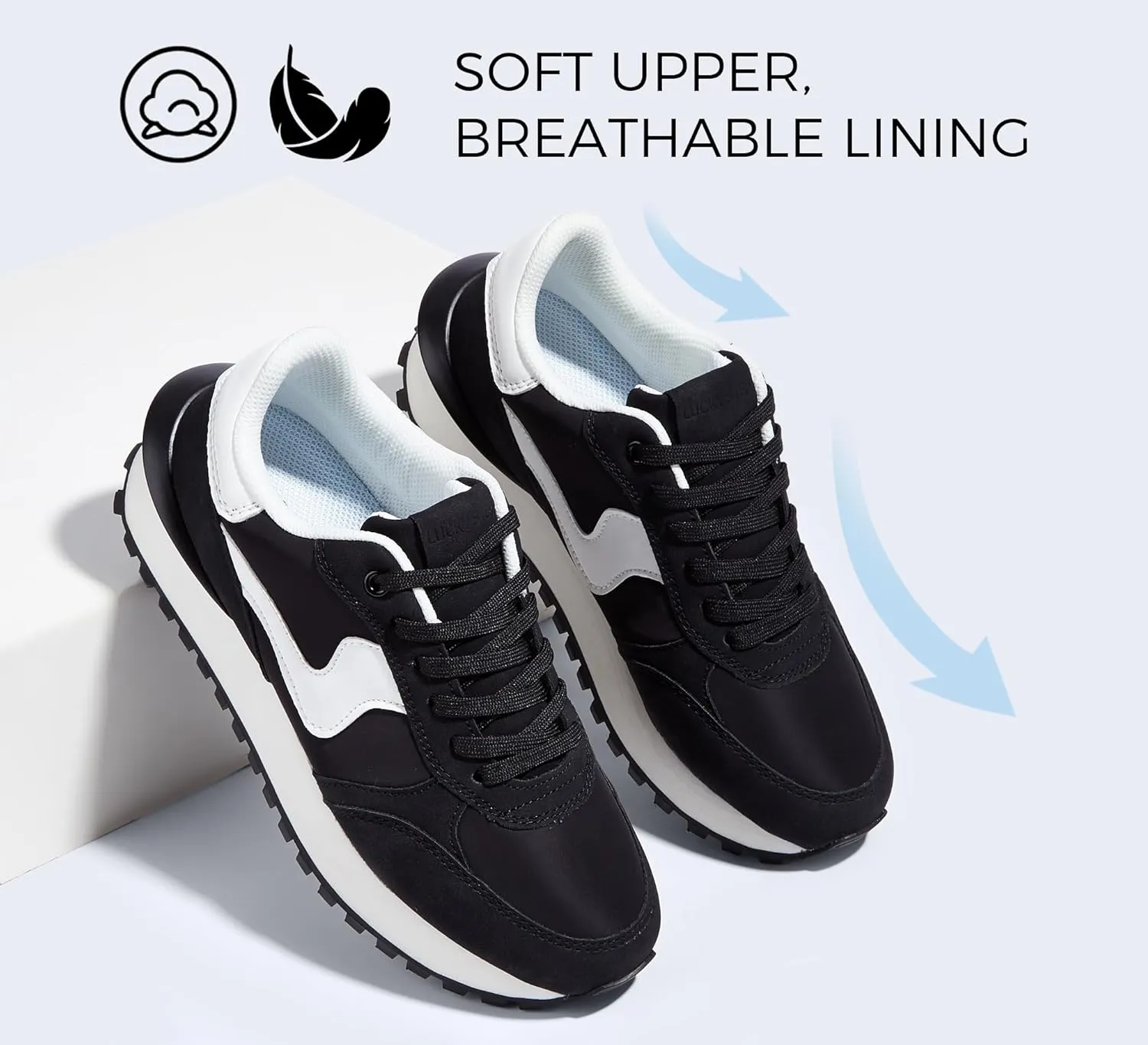 LUCKY STEP Women's Platform Fashion Sneakers Tennis Retro Walking Casual Trainers Stylish Durable Deluxe Skate Running Shoes
