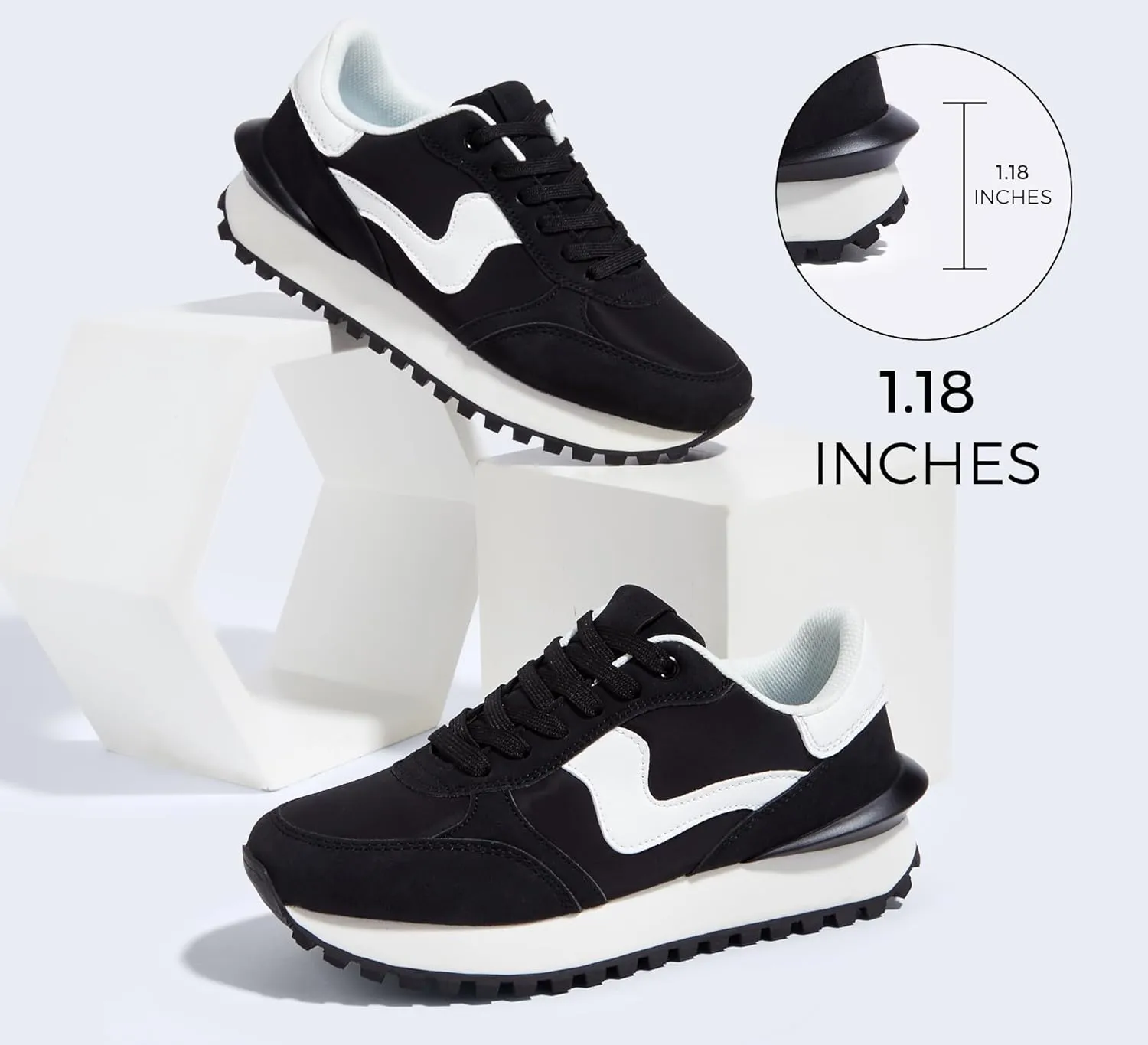 LUCKY STEP Women's Platform Fashion Sneakers Tennis Retro Walking Casual Trainers Stylish Durable Deluxe Skate Running Shoes