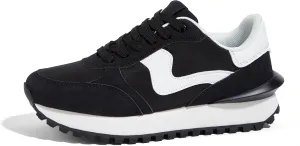 LUCKY STEP Women's Platform Fashion Sneakers Tennis Retro Walking Casual Trainers Stylish Durable Deluxe Skate Running Shoes