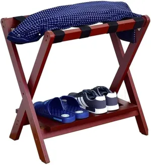 Luggage Rack for Guest Room - Suitcase Stand, Solid Wood Travel Bag Storage Rack, Hotel Home Luggage Rack/Shoe Rack, Foldable Hanger in Guest Room, Multi-Functional Portable Luggage Rack