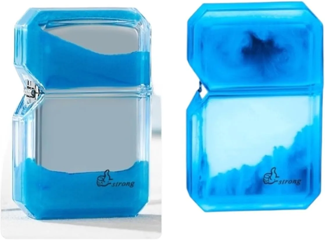 Luminous Quicksand Lighter Kerosene Lighter Quicksand Luminous Lighter Windproof flip Lighter Box, Suitable for Birthday for Boyfriend(A.A)