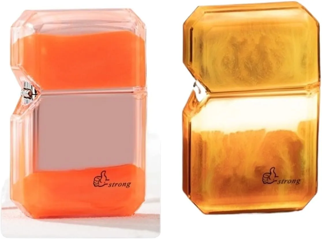Luminous Quicksand Lighter Kerosene Lighter Quicksand Luminous Lighter Windproof flip Lighter Box, Suitable for Birthday for Boyfriend(A.A)