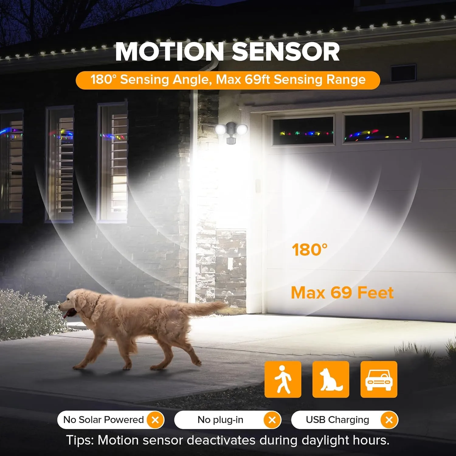 LUTEC 32W 2500 Lumen LED Security Lights Motion Sensor Light Outdoor, 5000K Daylight, IP65 Waterproof, Dusk to Dawn, Hardwired Motion Detector Flood Light for Garage, Yard, Porch-Black