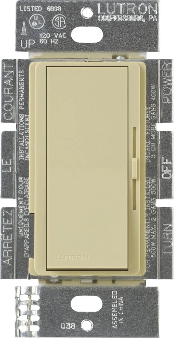 Lutron Diva Dimmer Switch for Incandescent Bulbs, 1000-Watt/Single-Pole Preset, DV-10P-IV, Ivory