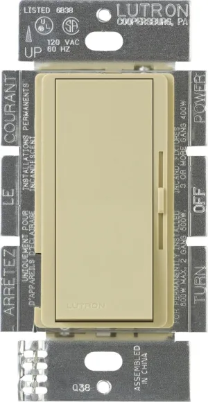 Lutron Diva Dimmer Switch for Incandescent Bulbs, 1000-Watt/Single-Pole Preset, DV-10P-IV, Ivory