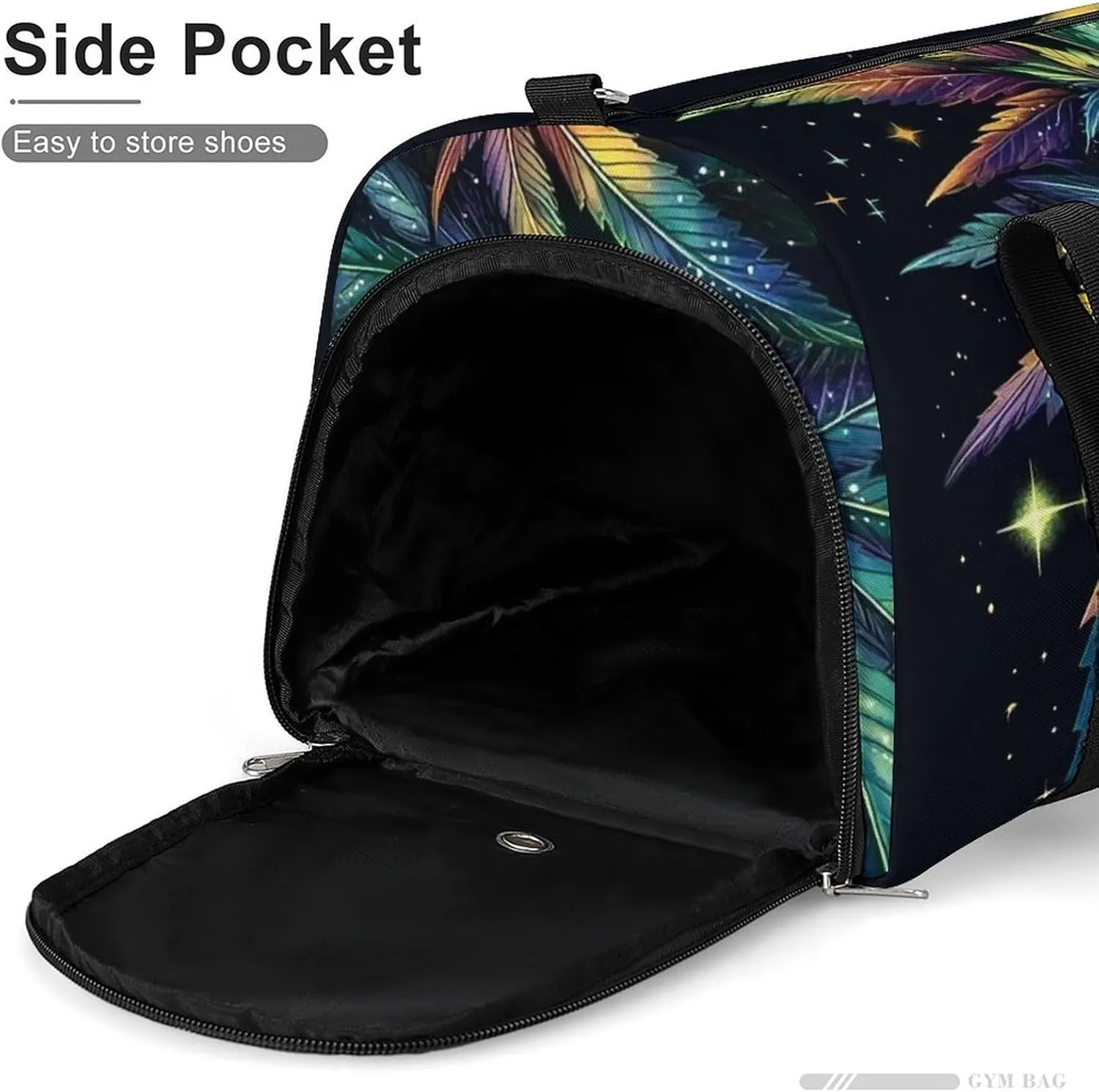 Magic Cannabis Leafs Fitness Large Gym Bag for Unisex with Shoe Compartment & Wet Pocket