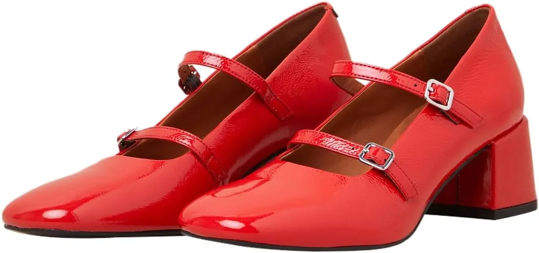 Maiyang Women Chic Two Straps Buckled Mary Jane Pumps Round Toe Chunky Mid Heel Party Event Dress Daily Shoes Size 4-16 US