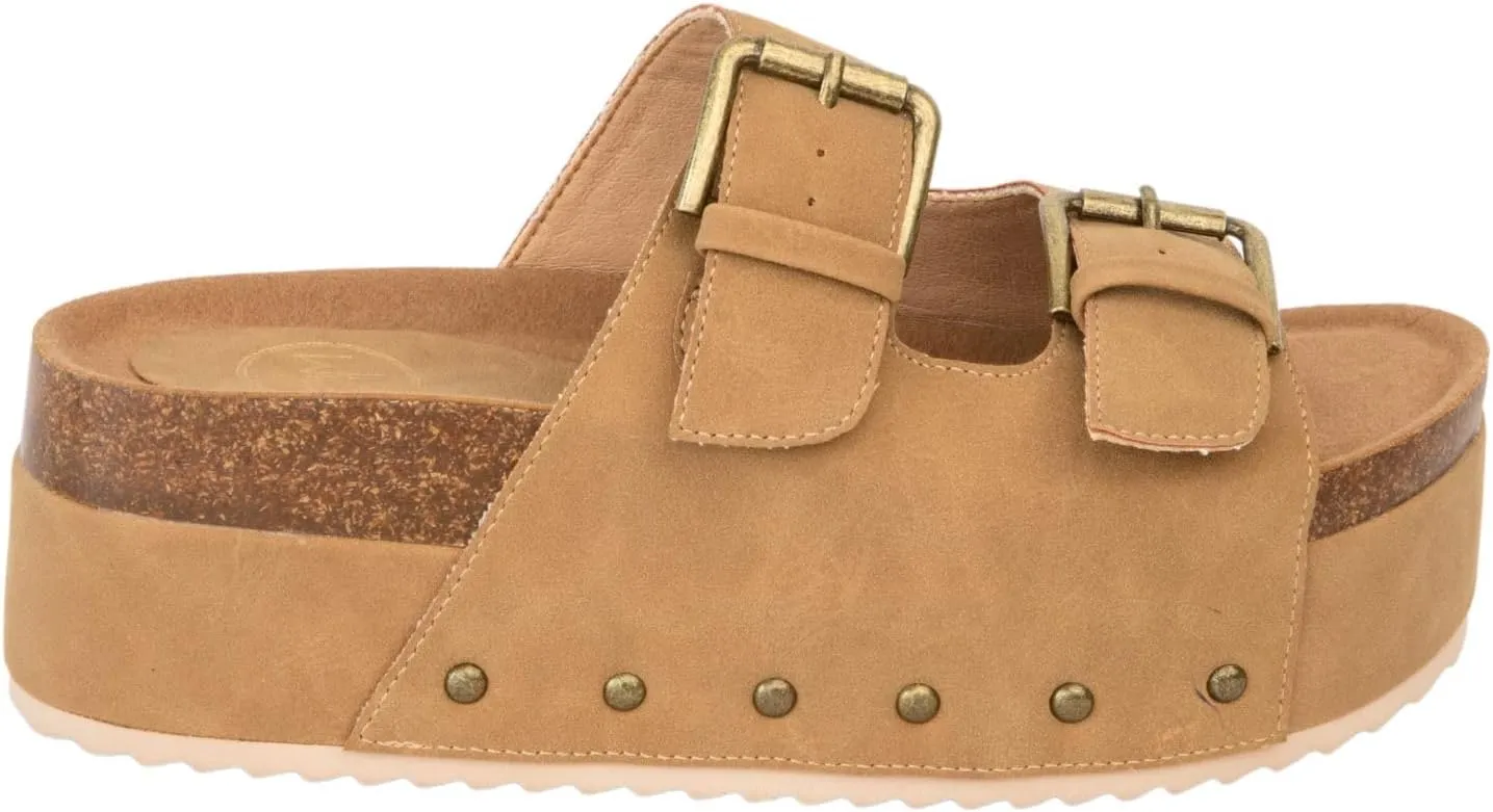 Makers Shoes - NINA 1 - Platform Double Buckle Sandals with Cork Footbed